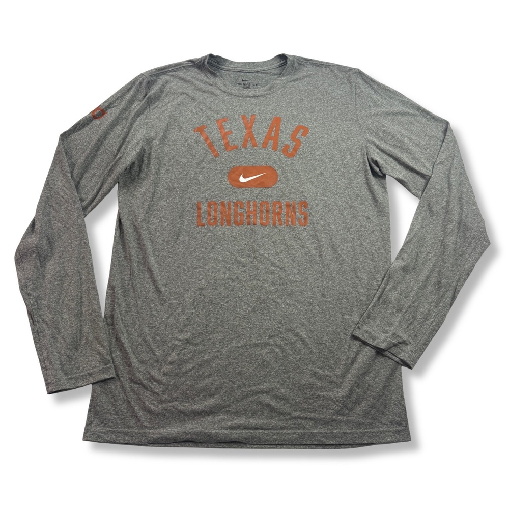 Nike Texas Longhorns KD Kevin Durant Dri-FIT Long Sleeve Tee Gray Mens LT